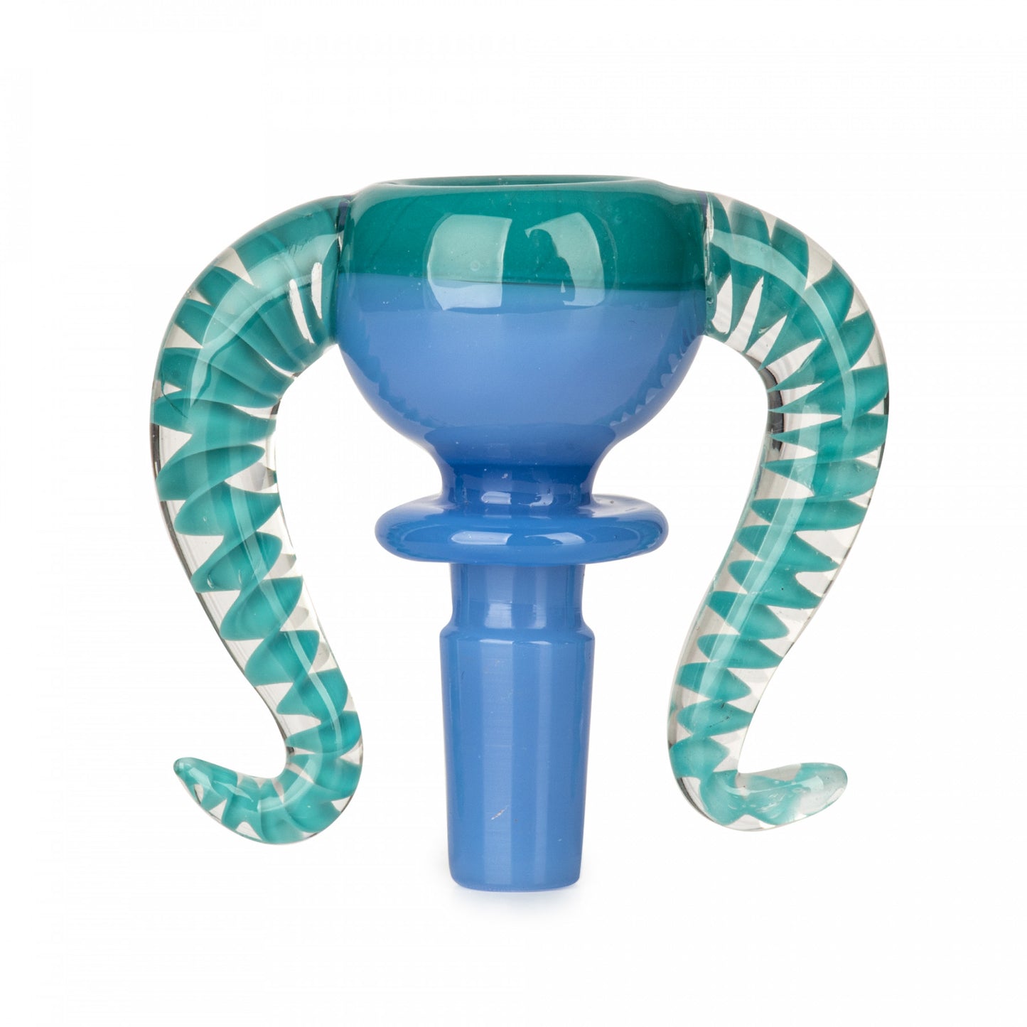 Red Ee Glass Double Helix Bowl Teal and Blue. Available at bong shop One Love Hemp Co. in Vancouver!