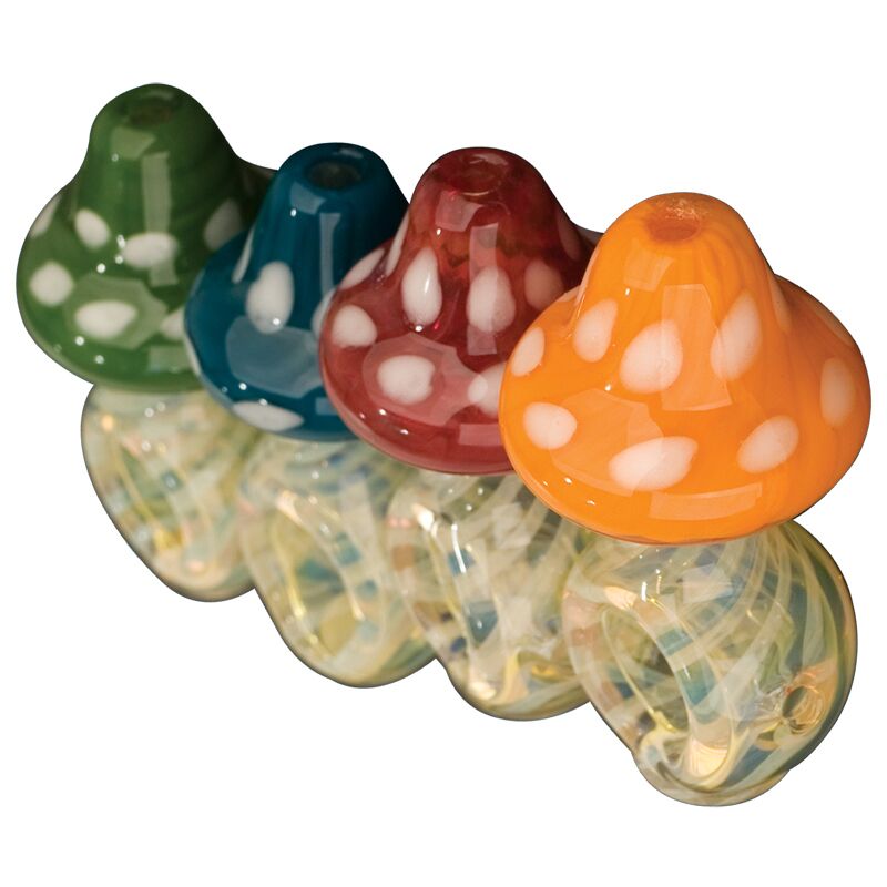 Red Eye Glass Stand Up Mushroom Hand Pipe