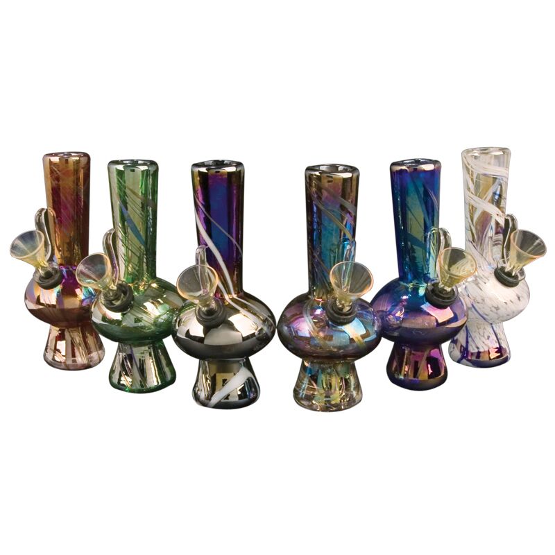 Retro Soft Glass Platinum finish metallic Mushroom Tube Bong.