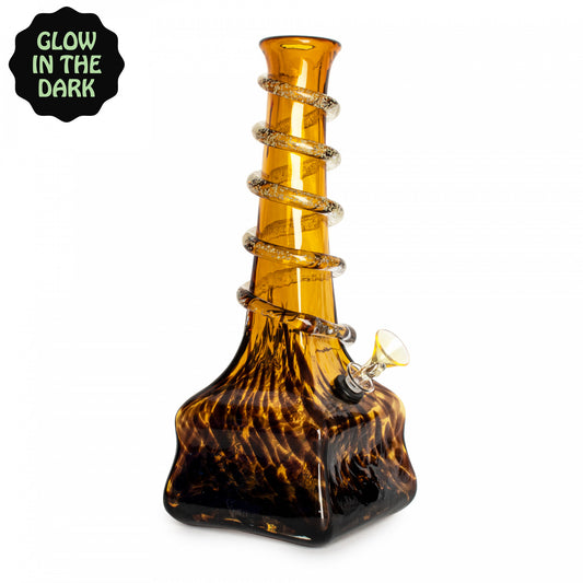 *GREEN*Retro Glass 12" Glow-In-The-Dark Vigor Water Pipe