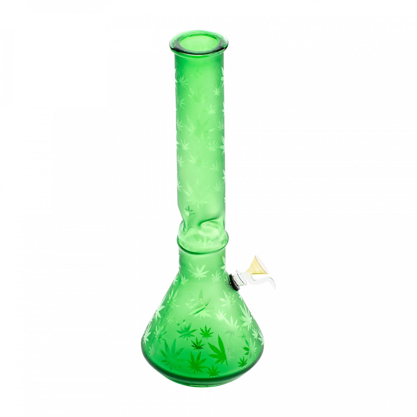 Retro Glass 16" Etched Multi Leaf Beaker Base Tube with Ice Pinch
