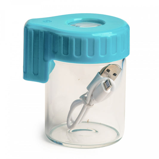 Blue Cookies Light Up Glass Storage Jar with Magnifying Viewing Top. Vancouver, Canada