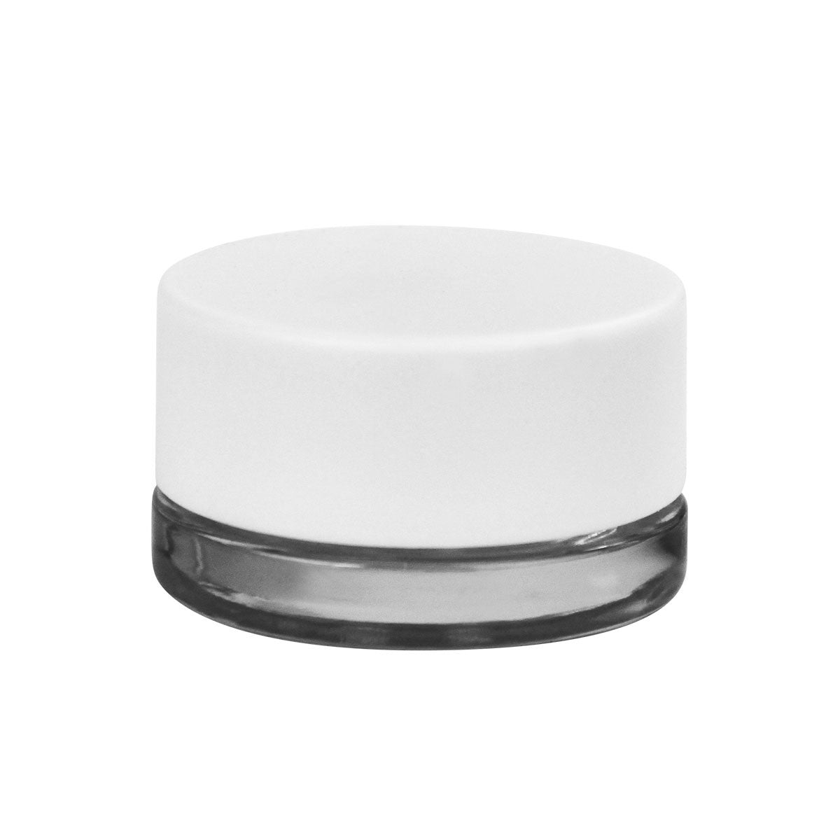 One glass concentrate jar with white cap
