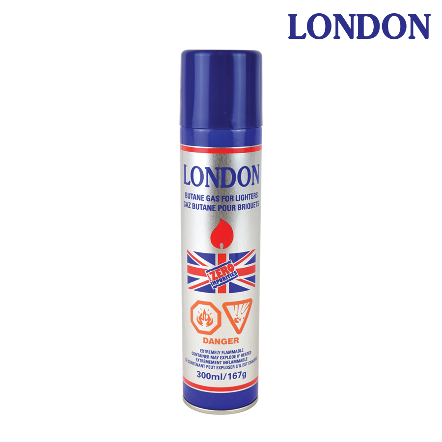 Silver Butane Canister With London Logo and British Flag. Headshop Vancouver Canada.