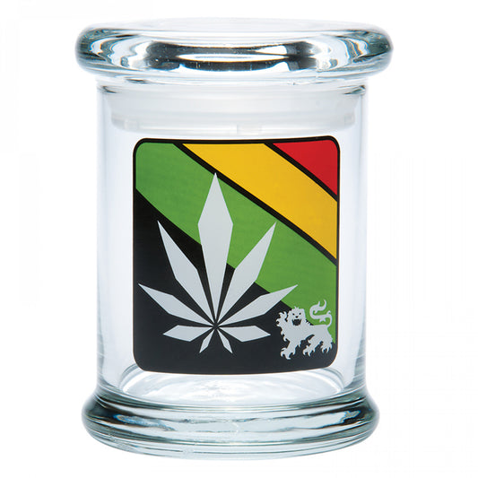 Pop Top Jar with Rasta Colours Logo
