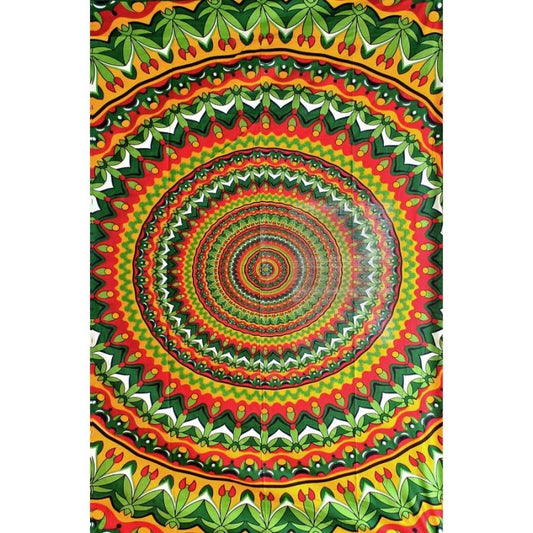 55" x 85" Tapestry - Rasta Circles w/ Leaves