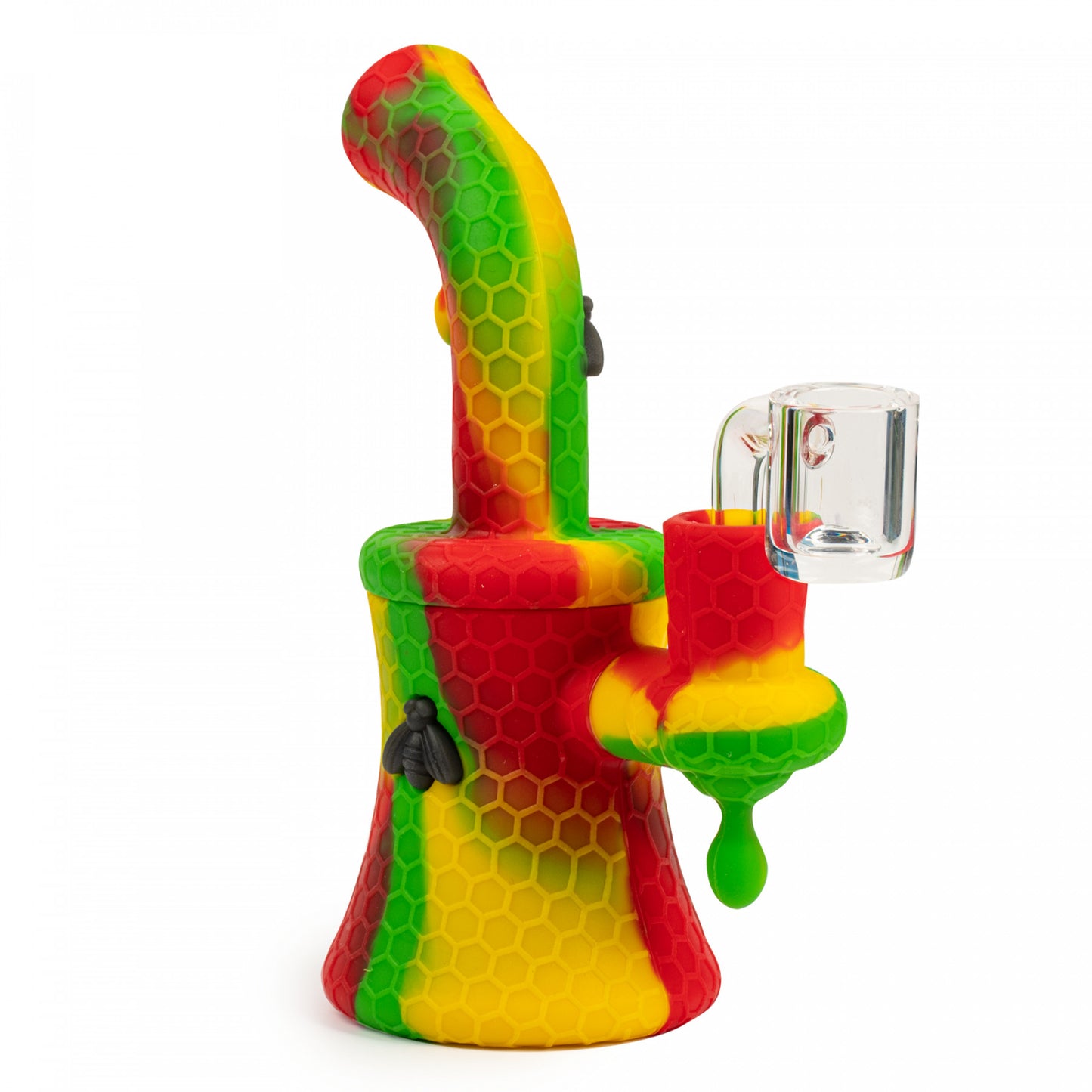 Rasta Coloured Silicone Bubbler with Quartz Banger