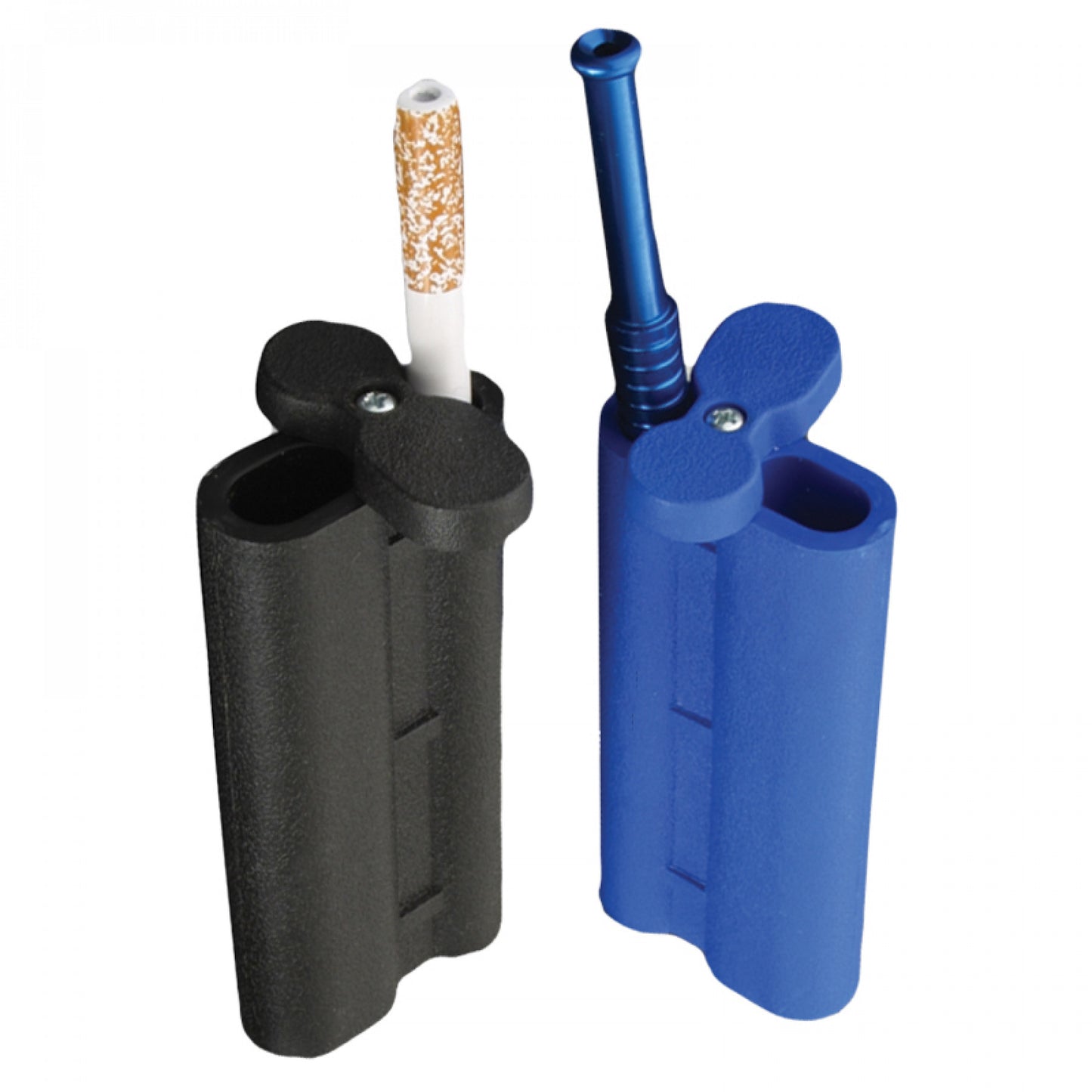 One black and one blue acrylic twist top dugout