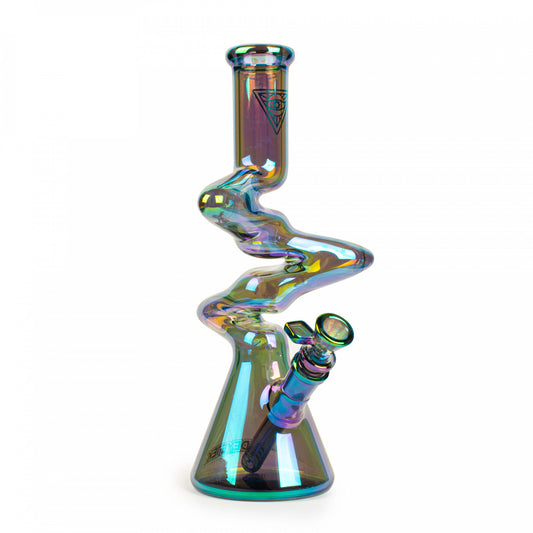 Red Eye Tek 11" Tall Green Metallic 3-Arm Zag Beaker Tube