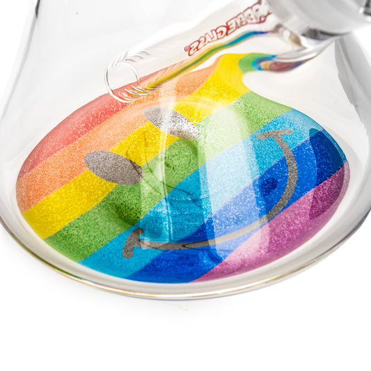 Red Eye Glass® 12" 7mm Thick Rainbow Happy Pride Beaker Bong