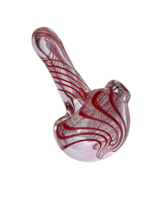 Shine 4" Pink Pipe W/ Red Swirl & Dichro