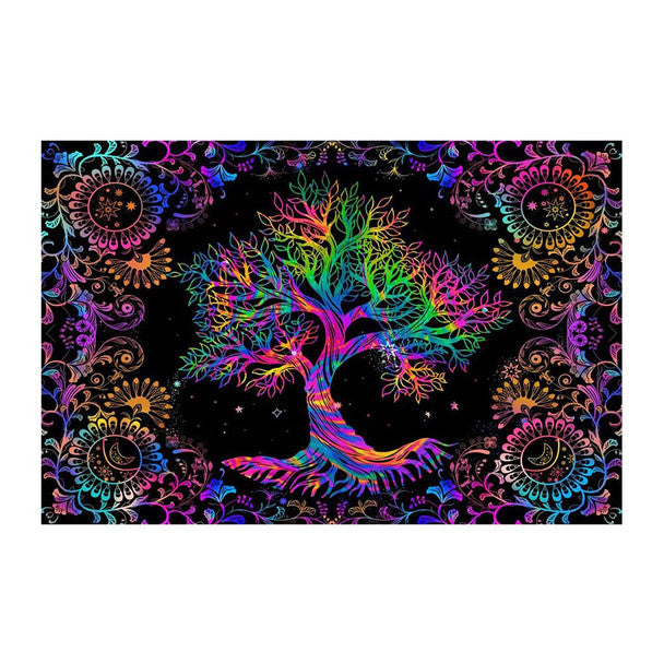 A Special Tree Black Light Reactive Wall Tapestry - 81"x53"