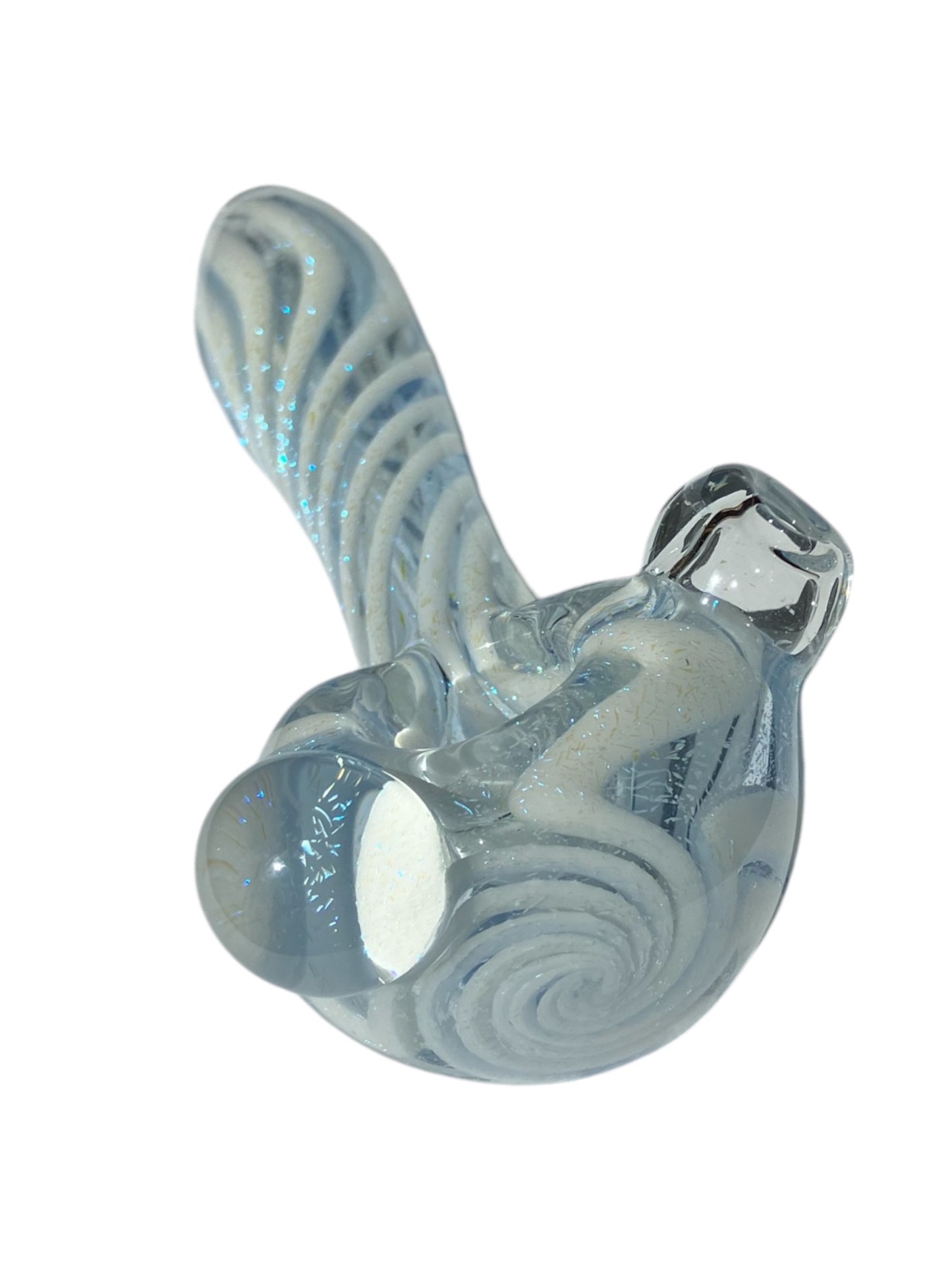 Shine 4" Blue W/ White Swirl & Dichro Pipe