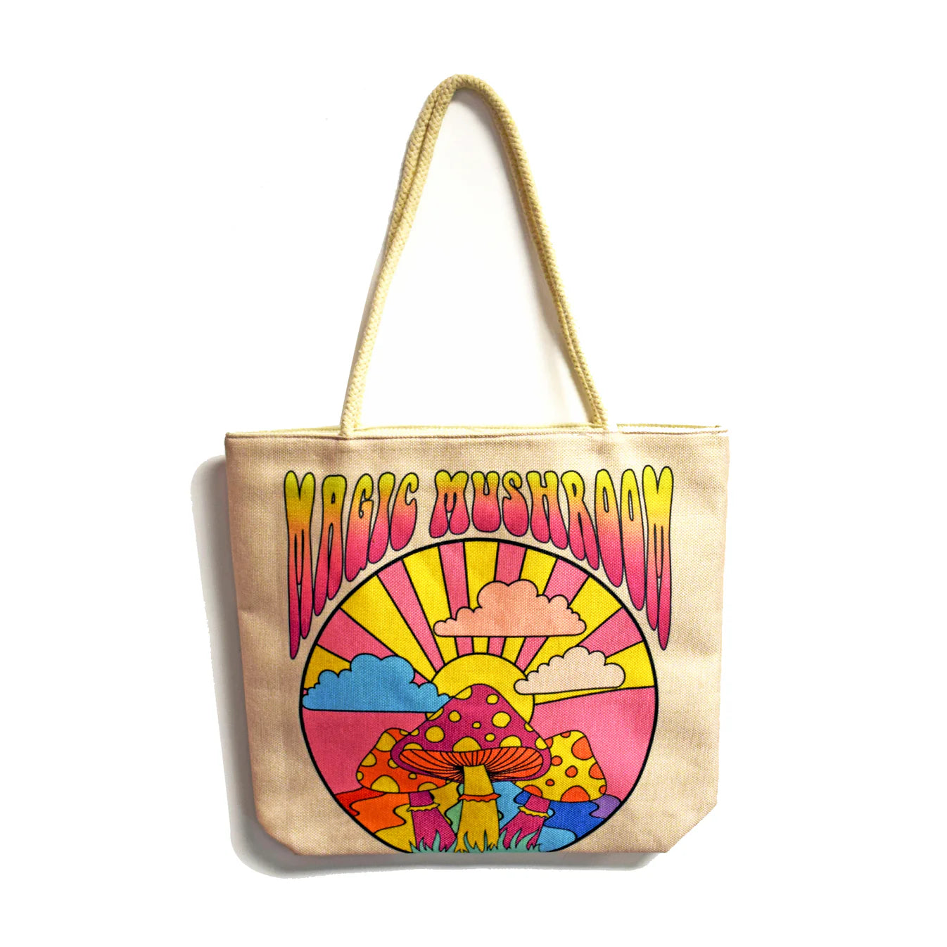 Magic Mushrooms Techno Jute Tote Bag