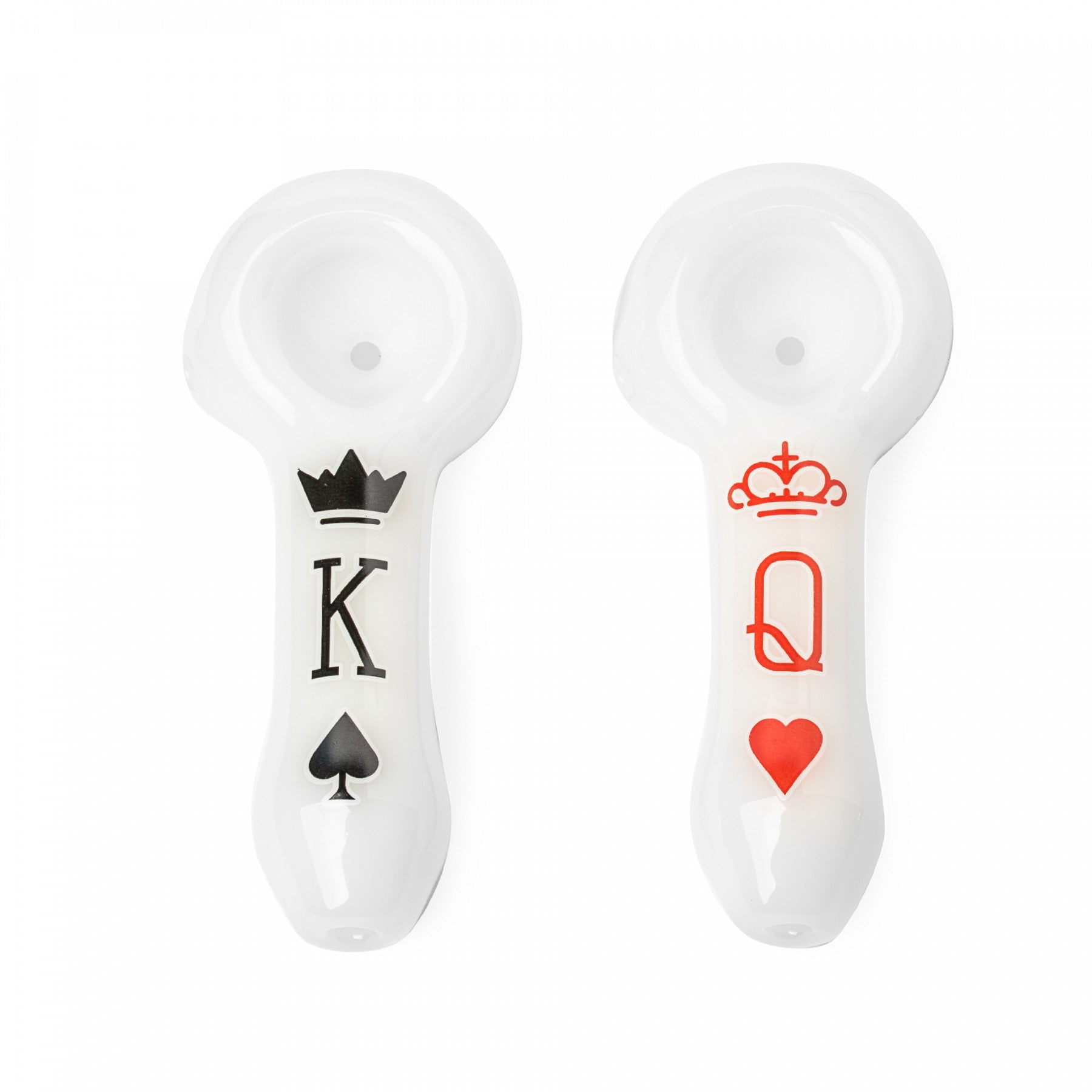 Red Eye Glass 3.75" King & Queen Hand Pipe Set (Pack of 2)