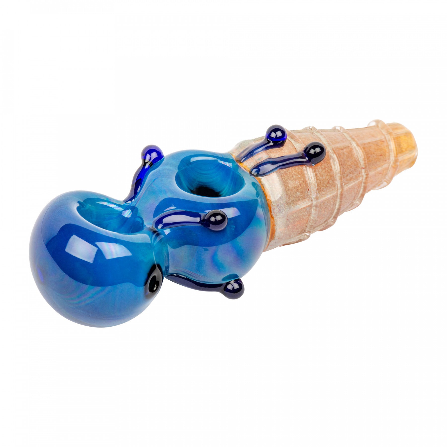 Glass Hand Pipe that Resembles an Ice Cream Cone with Two Scoops