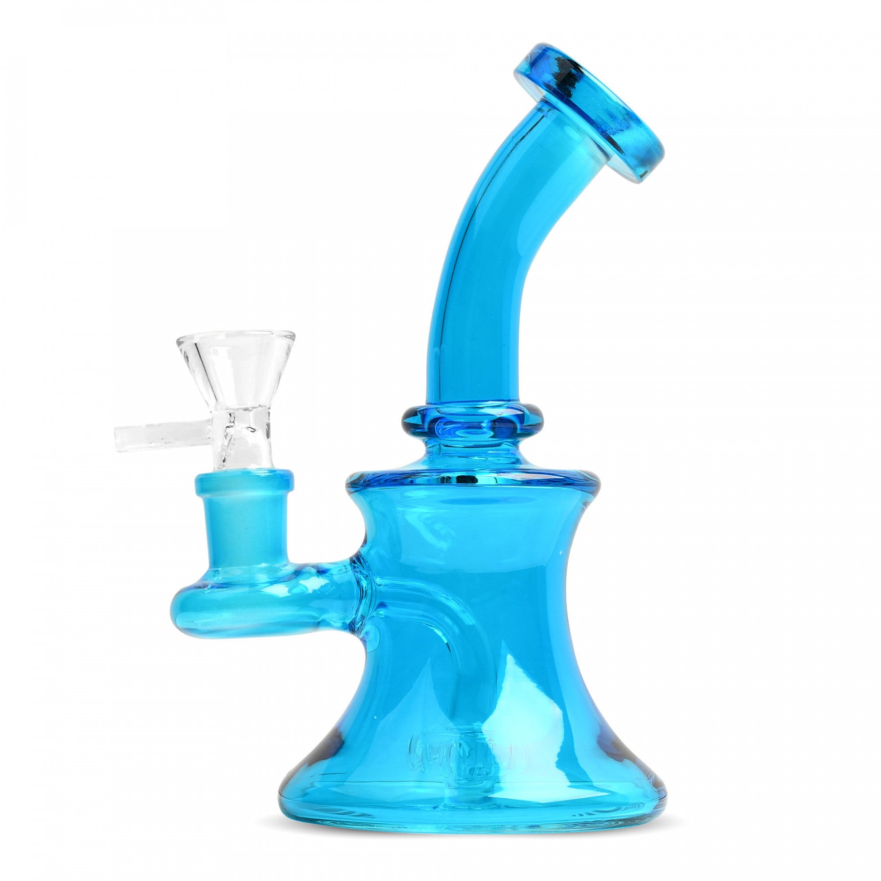 Dayglo blue 5 inch bubbler with percolator down stem