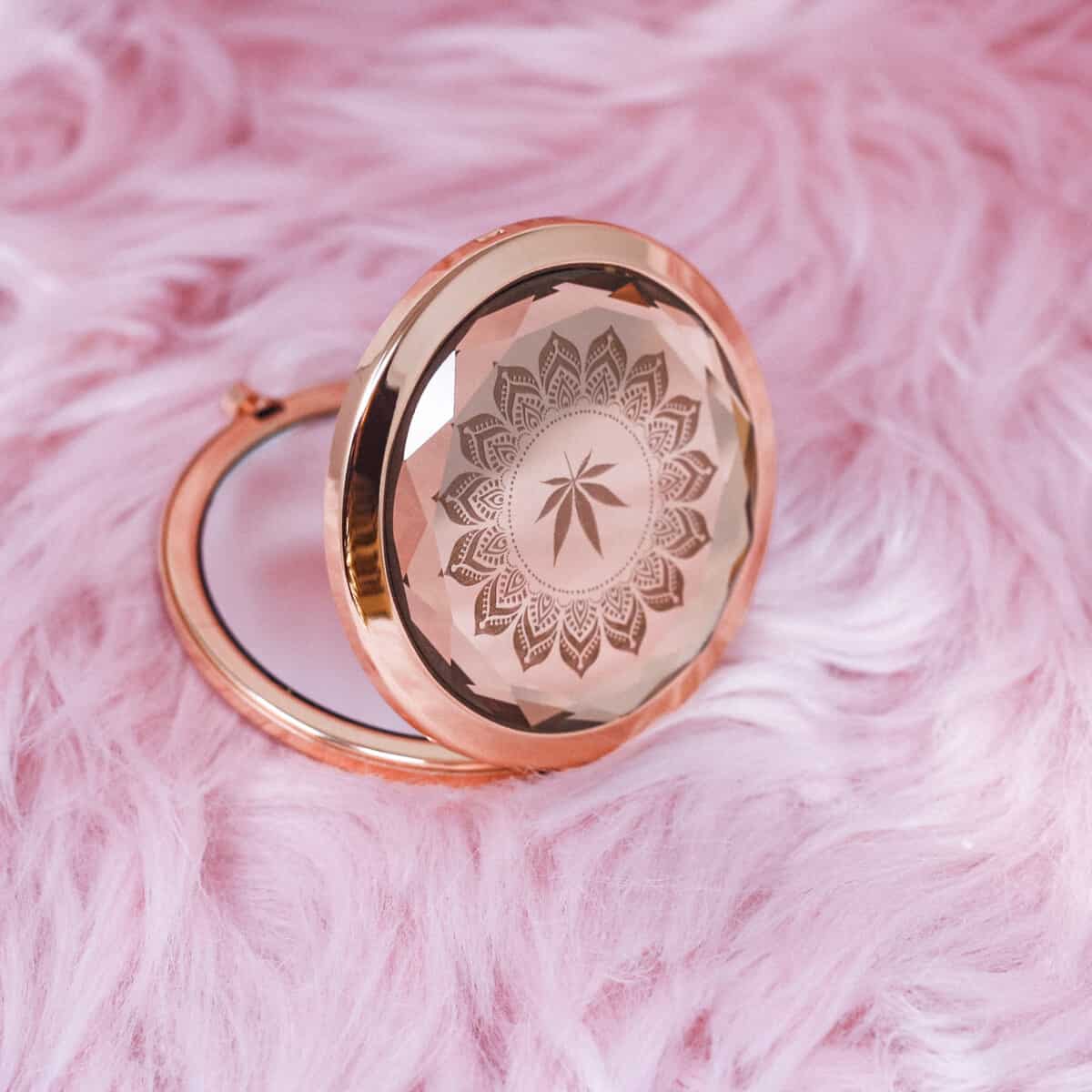 Fashionably High Rose Gold Pocket Mirror.
