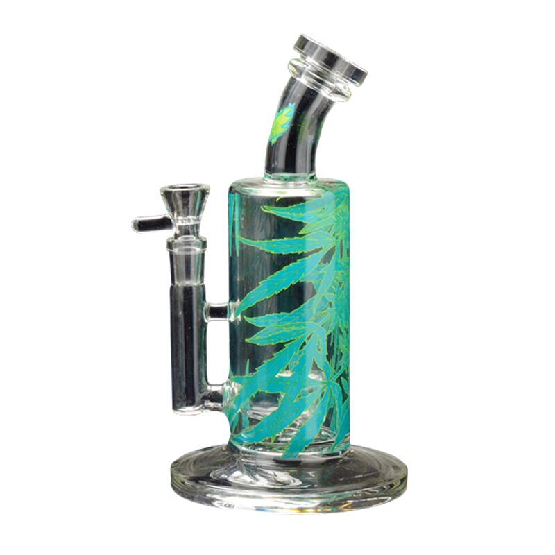 Red Eye Glass 10" Leaf Bubbler with Full Wrap Decal