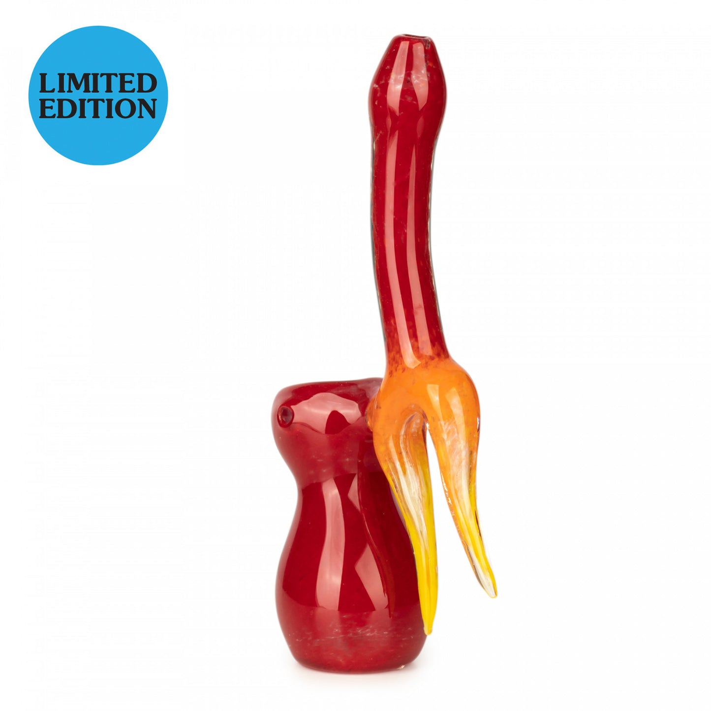 Red Eye Glass 7.5” Tall Red Flame Upright Bubbler