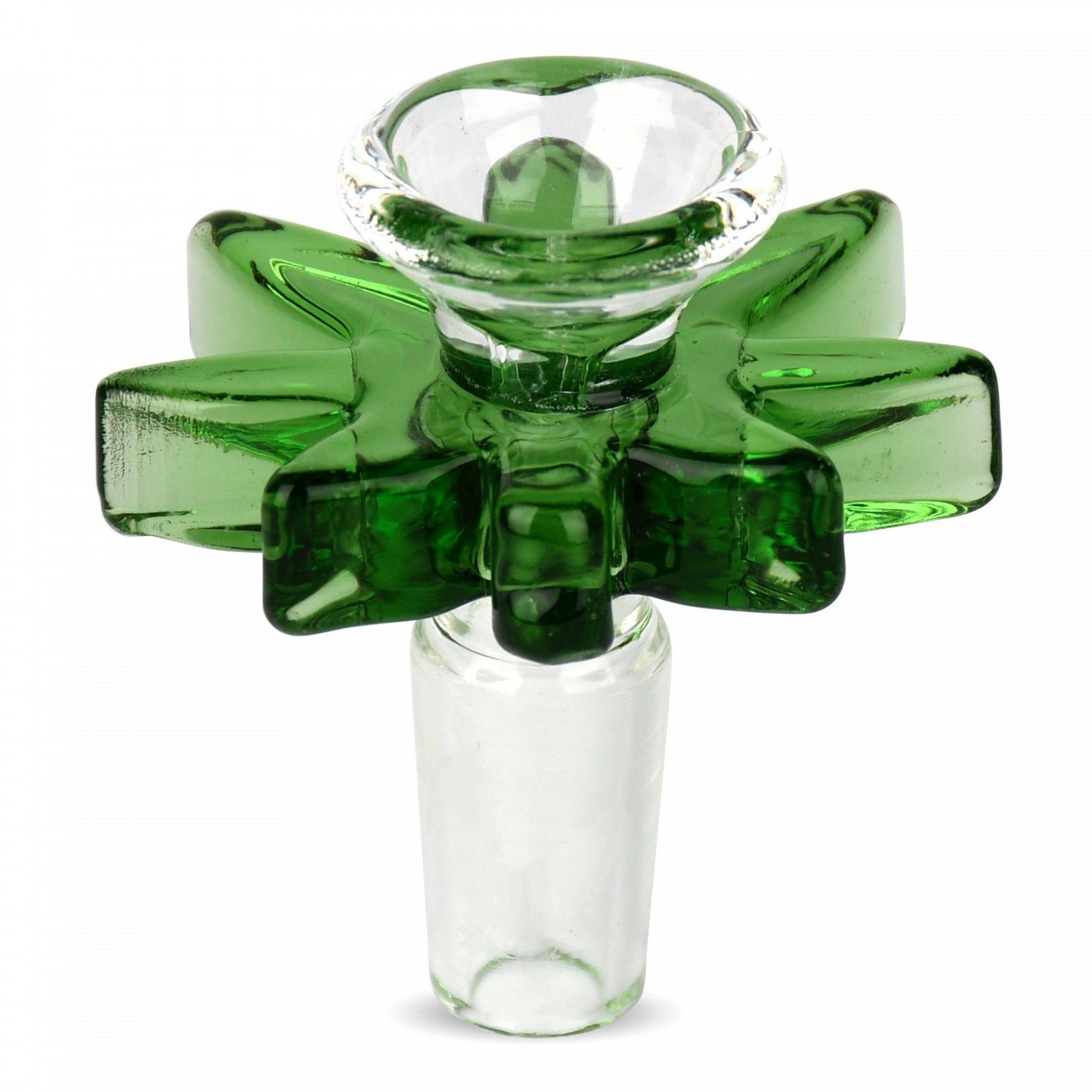 14mm Glass Bowl with Glass Green Leaf Design