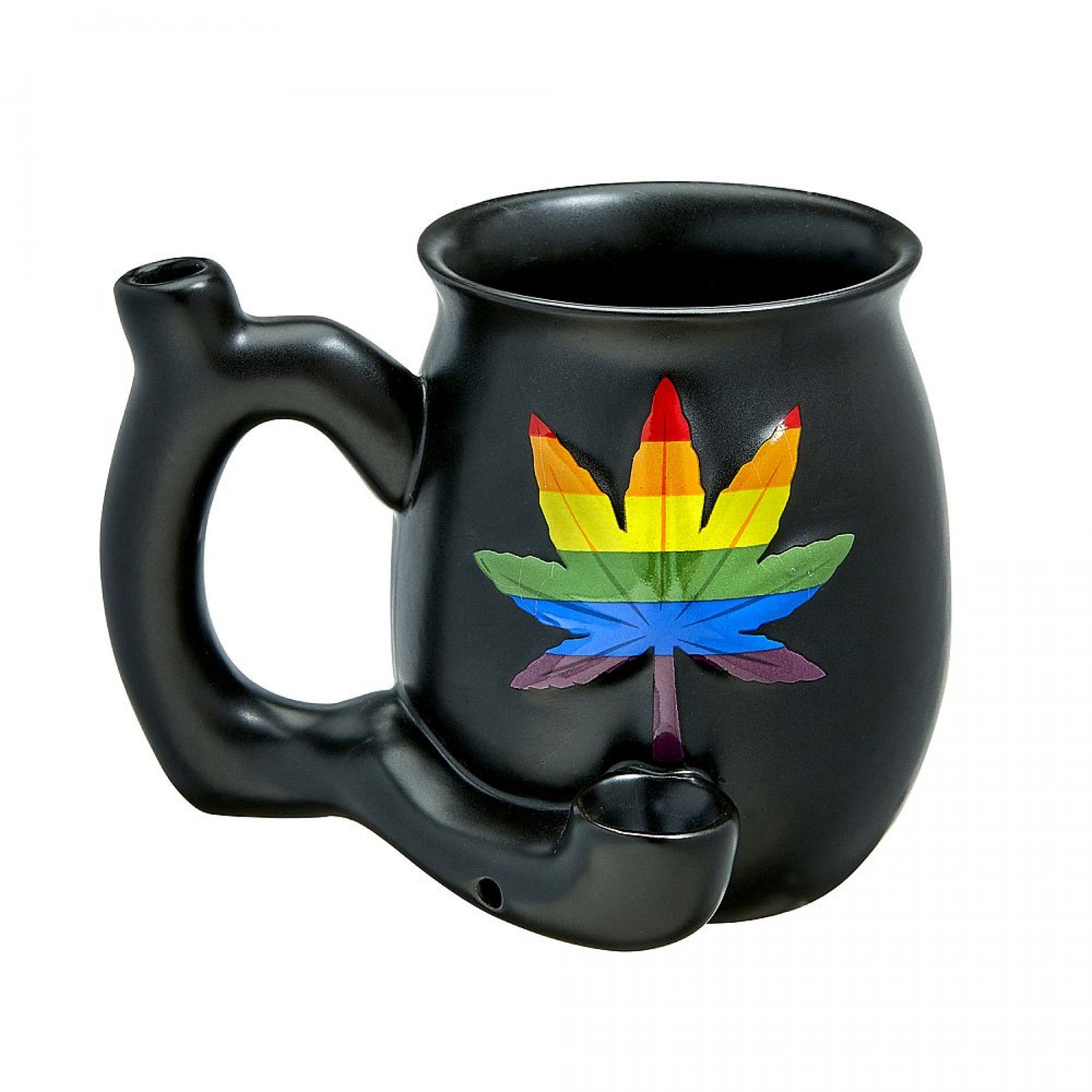 rainbow cannabis leaf coffee mug pipe