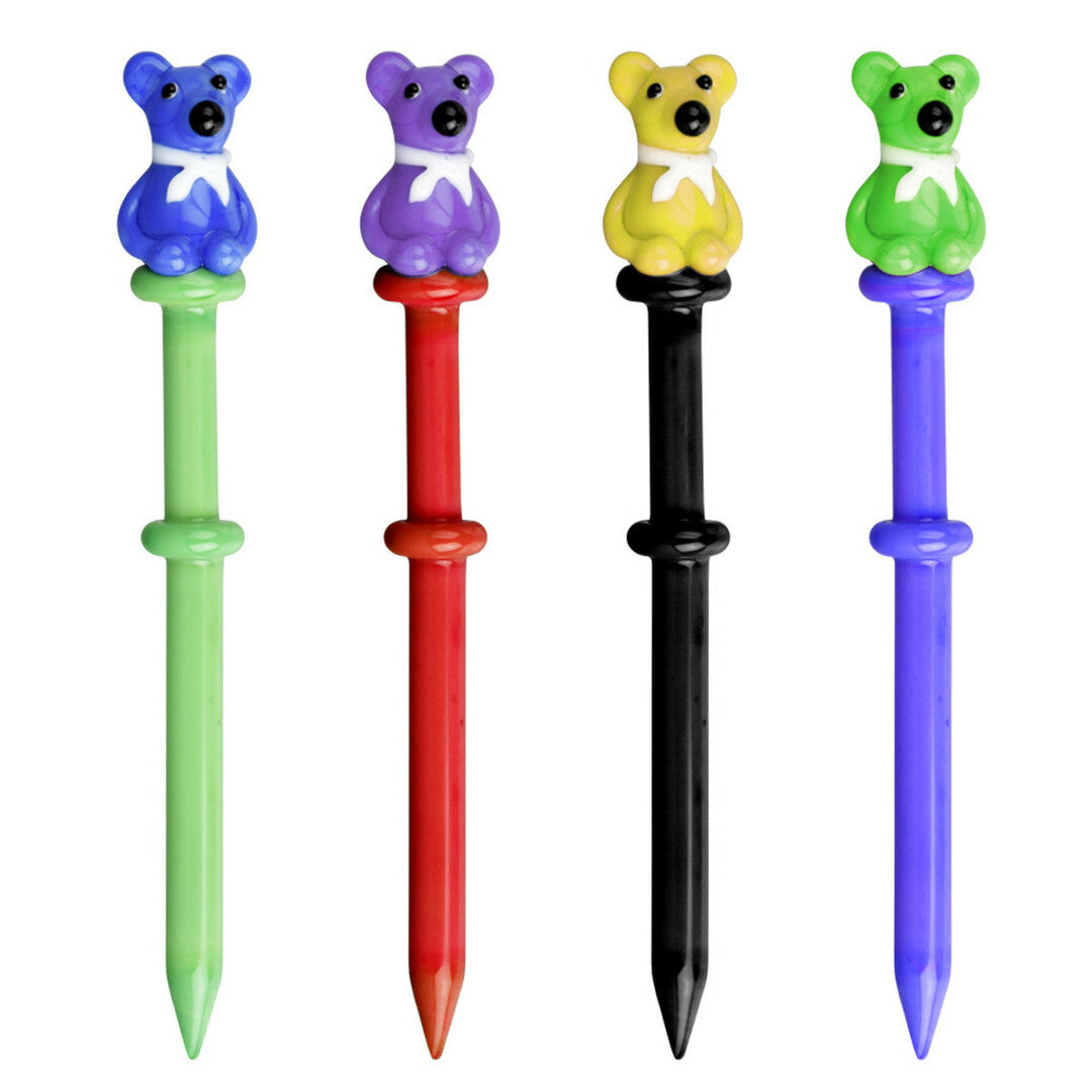 4 Assorted Colour Dabbers with Bear on the Top.  Headshop Vancouver Canada.