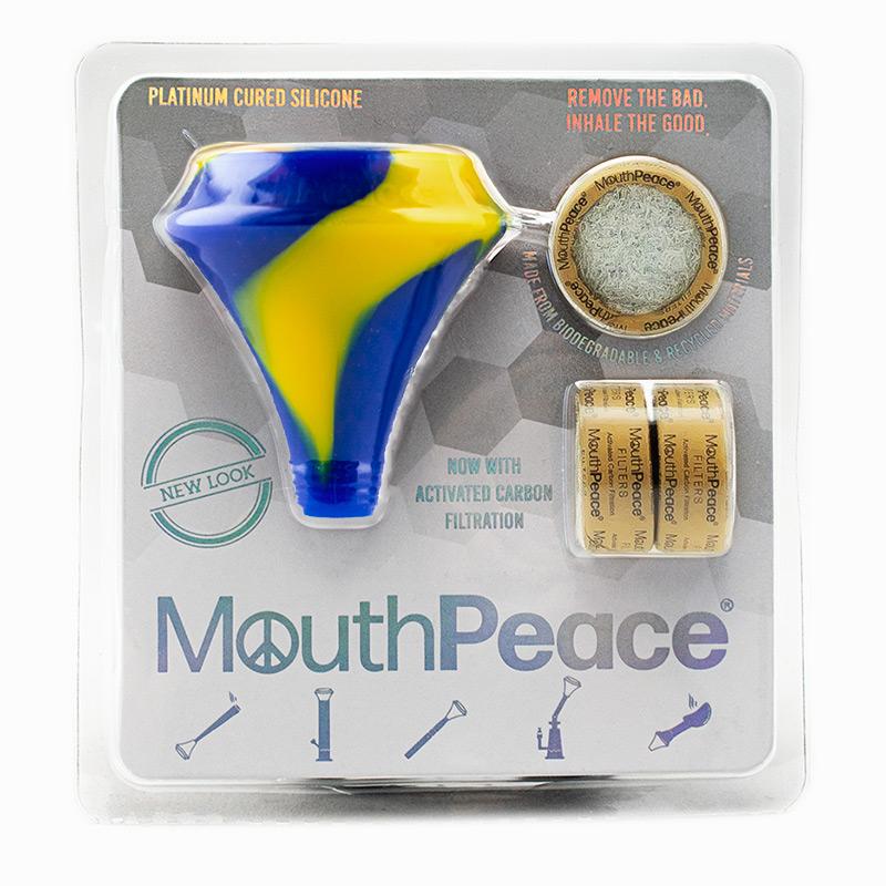 Moose Labs Blue and Yellow Strip MouthPeace and Activated Carbon Filters