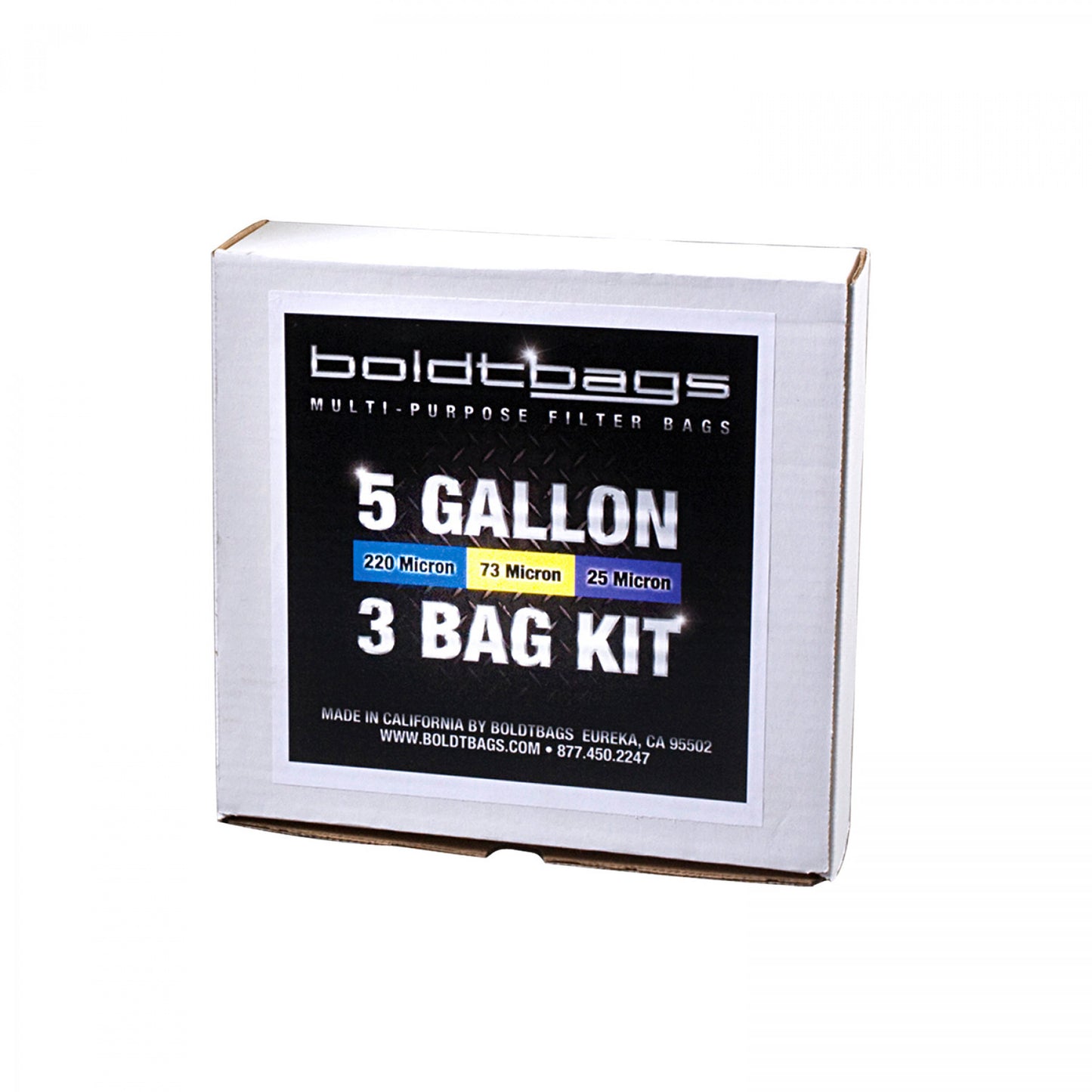 Packaging from Boldtbags contains a 5 gallon 3 bag bubble hash making kit