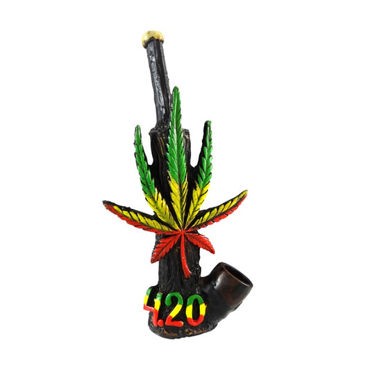 Handcrafted Medium Pipe - Rasta 420