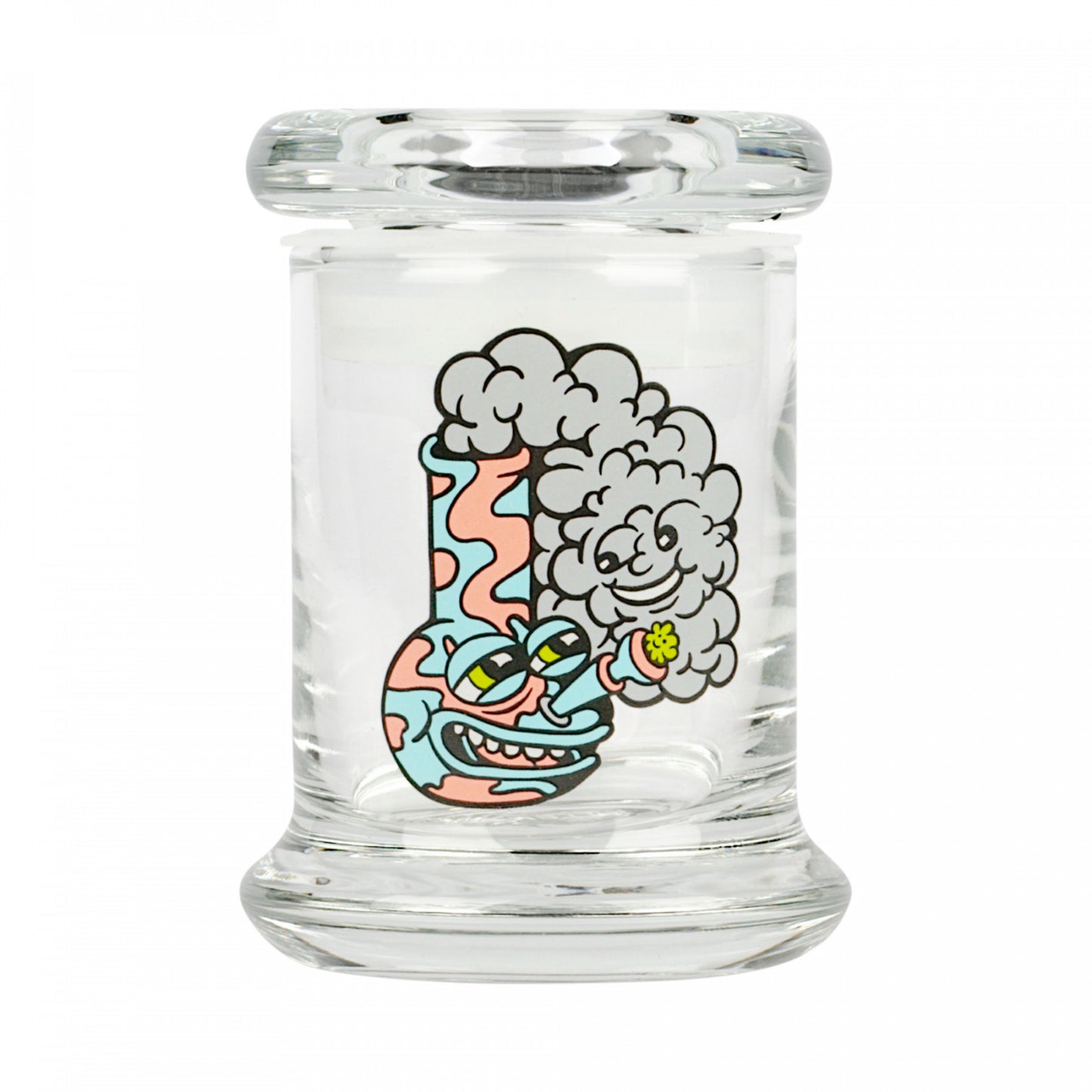 Glass Pop Top Jar with Cartoon Bong