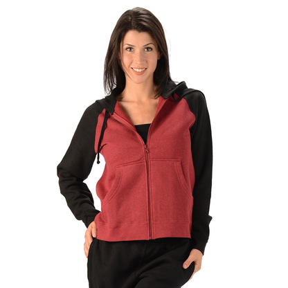 Women's Hemp 2 Tone Hoodie Black/Burgandy