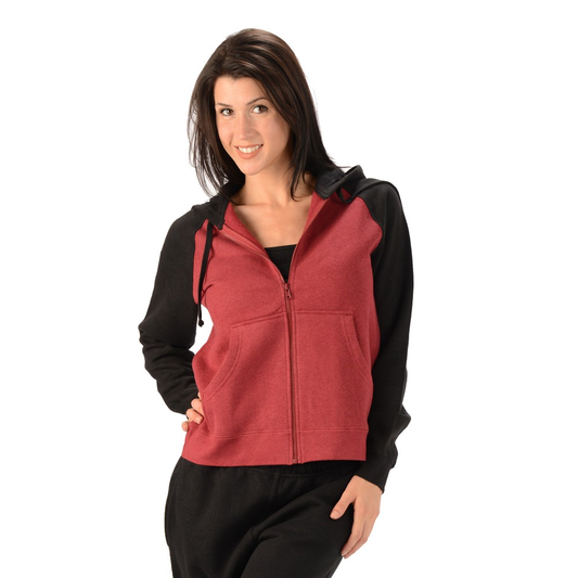 Women's Hemp 2 Tone Hoodie Black/Burgandy