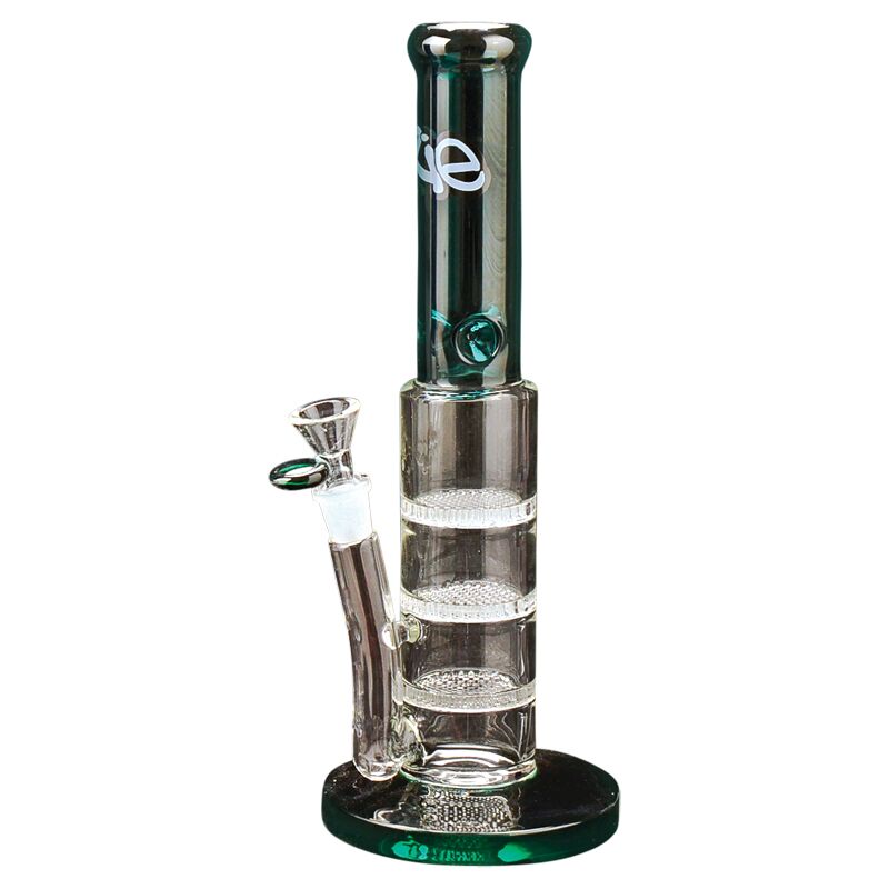 iRie™ Teal 12" Caicos Step Down Tube with 3 Honeycomb Percs