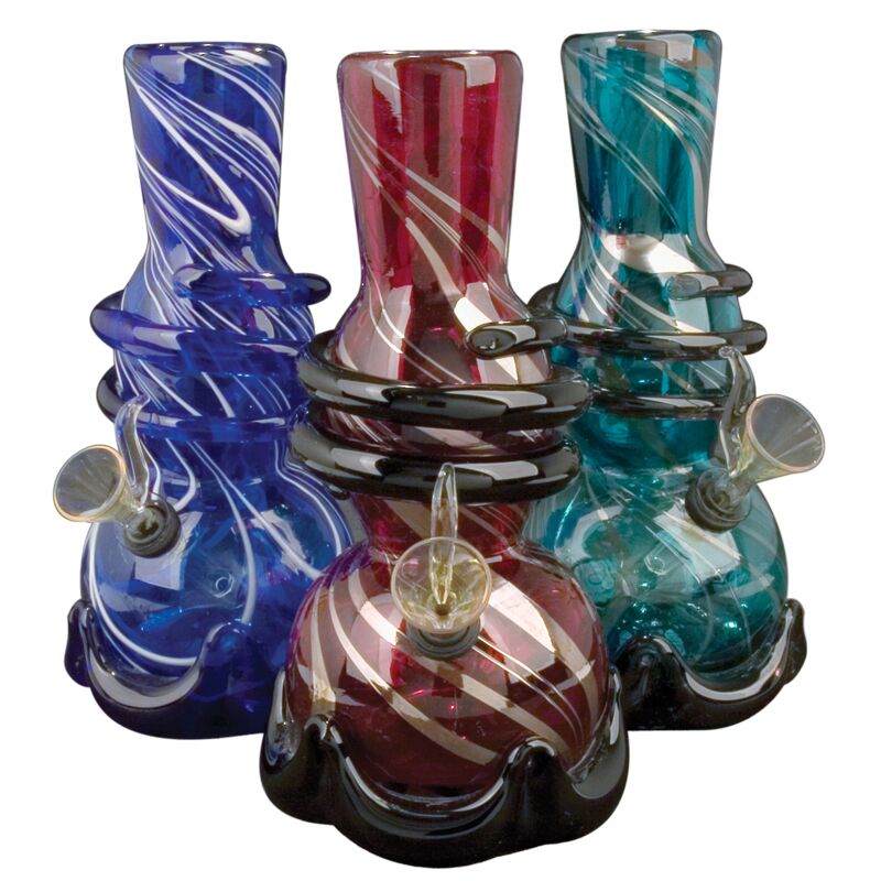 10 Inch Tall Retro Glass Saturn Tube with Wrap. Available in Assorted Colours