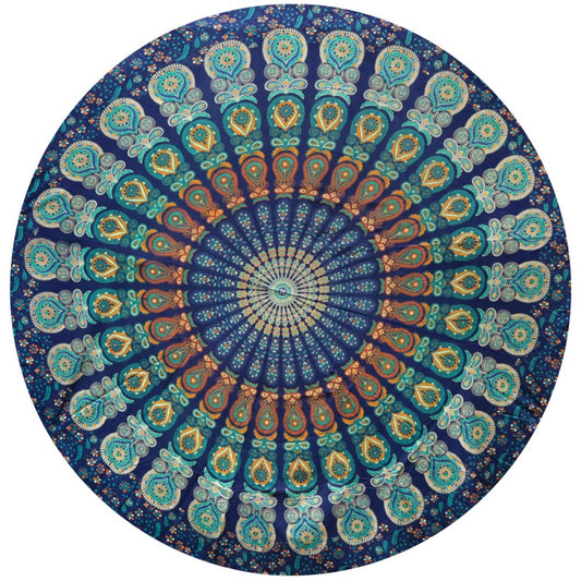 85" Round Tapestry - Peacock Mandala