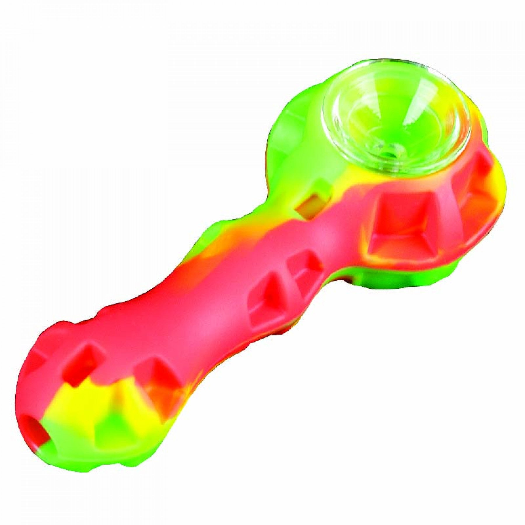 Rasta coloured silicone pipe with glass bowl