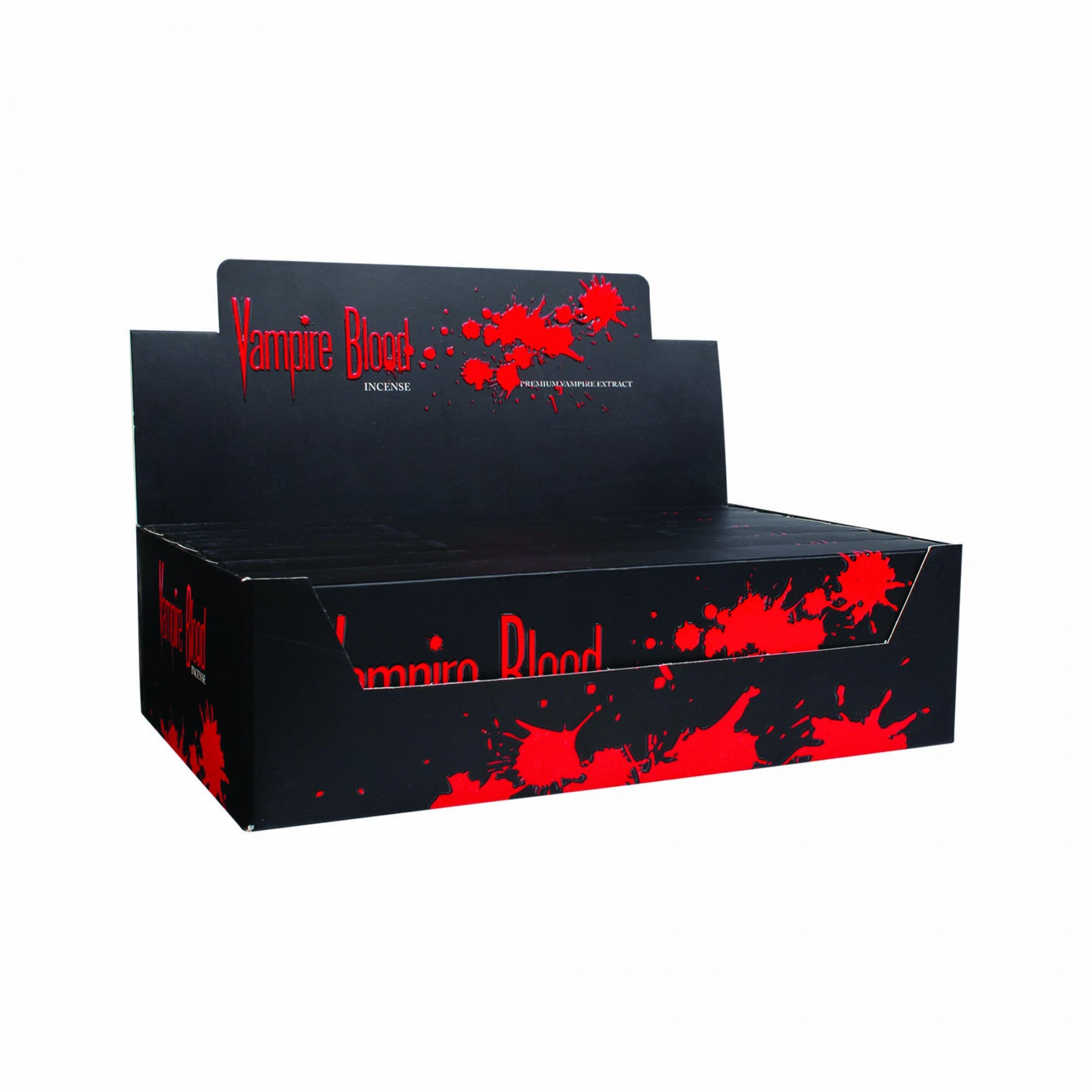 Display case of Vampire Blood Incense.  Headshop Vancouver Canada.