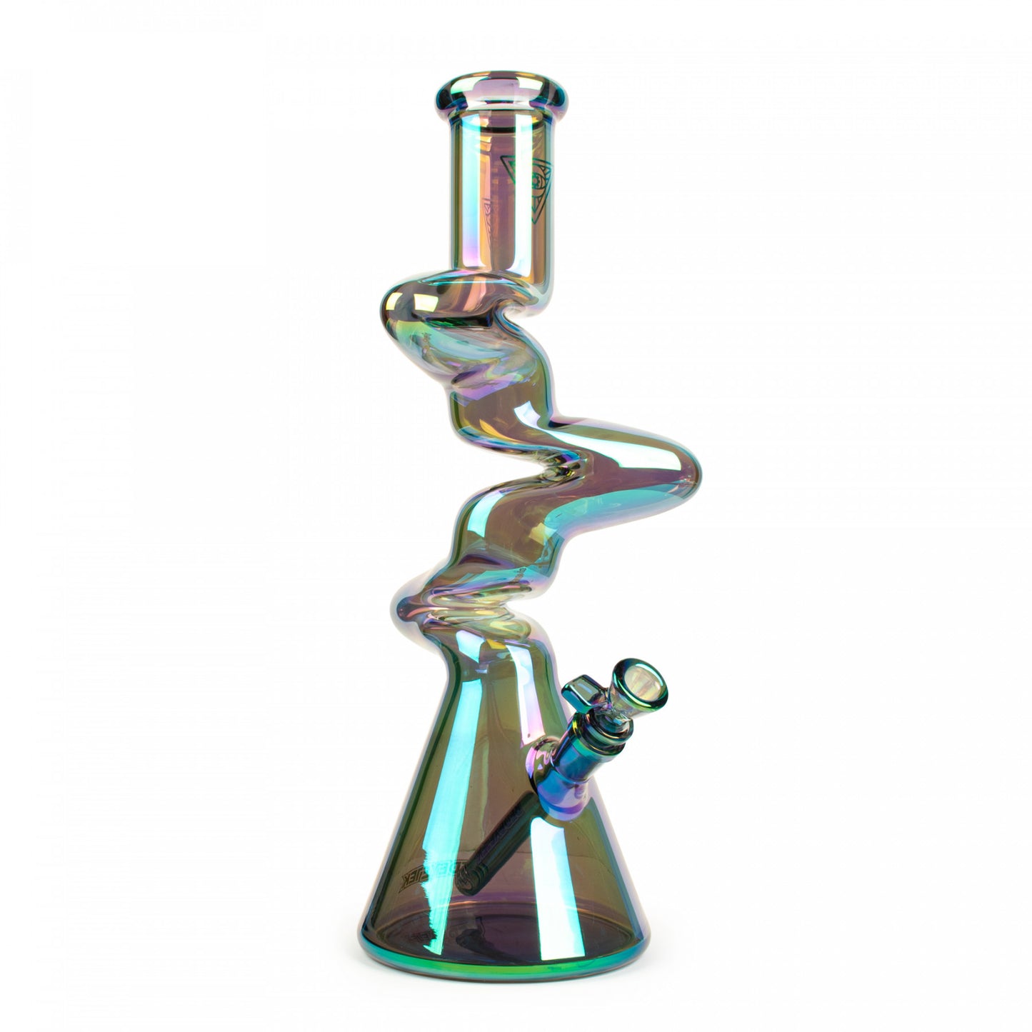 Green Metallic Beaker Tube with 3 Zags in the Neck